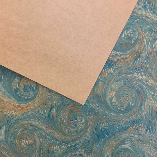 Hand Marbled Paper Combed French Curl Pattern in Dark Greens ~ Berretti Marbled Arts